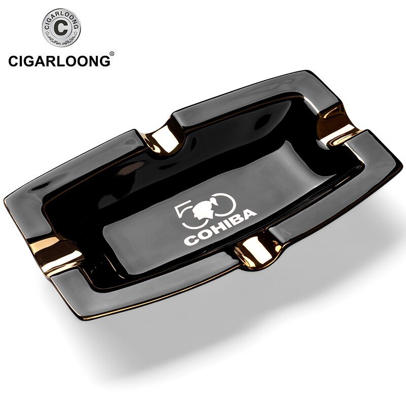 Cohiba 50 Aniversario Ashtray – Square Black 4 Cigar Holder